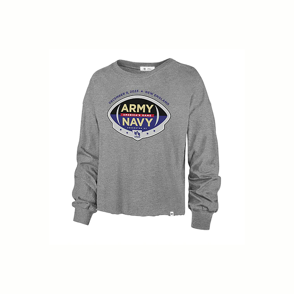Ladies Army-Navy Event Gray Cropped Long Sleeved Tee
